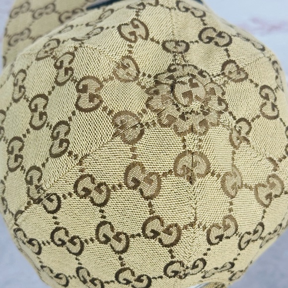 Authentic Gucci Gg Canvas Khaki Logo Patch Baseball Cap Hat Medium - Picture 5 of 13